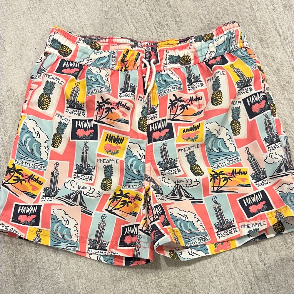 Janie and Jack Tropical Print Boy’s Swim Trunks